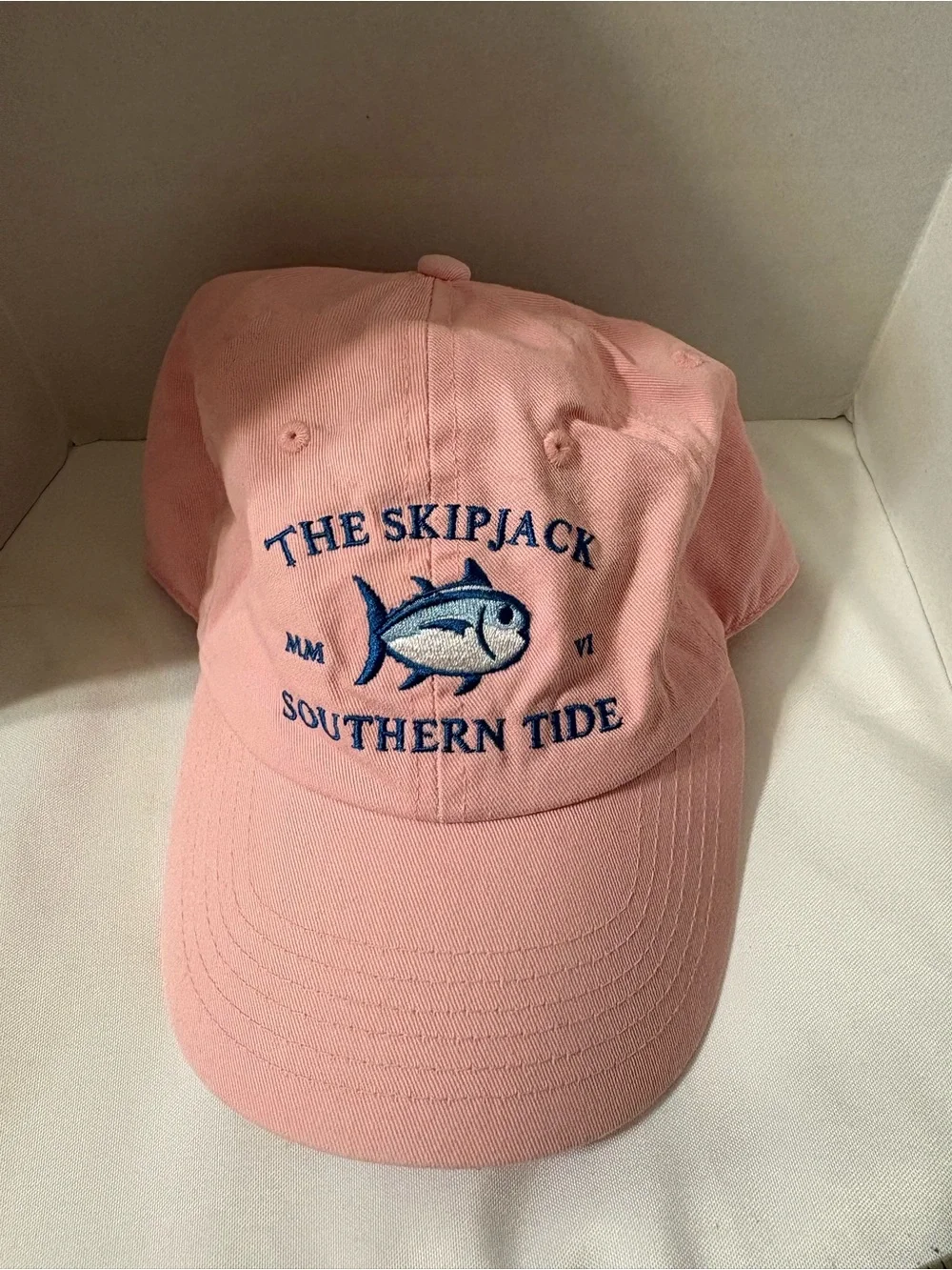 Southern Tide hat Pink Skipjack Embroidered Baseball Cap pink blue women medium